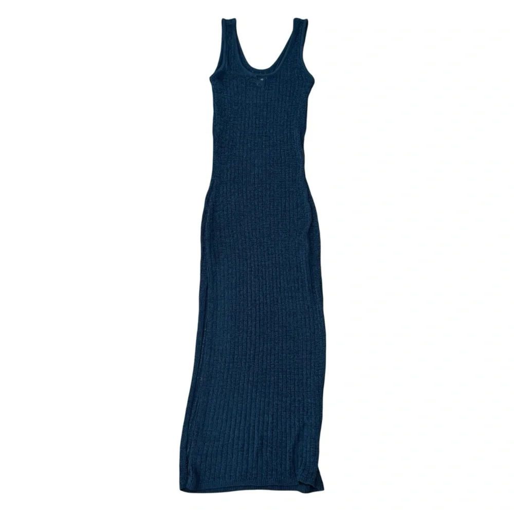 Shade & Shore Women’s Deep Teal Sleeveless Dress Knit Crochet Swim Maxi Coverup - Picture 2 of 11